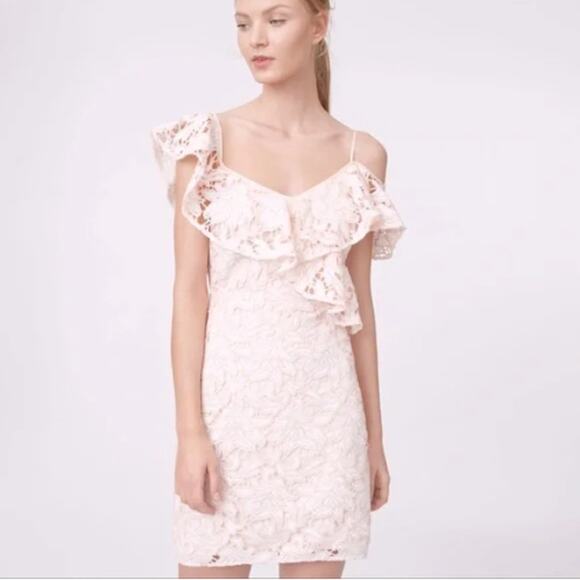 Club Monaco Nawale Pink & White Lace One Shoulder Dress - Picture 2 of 12